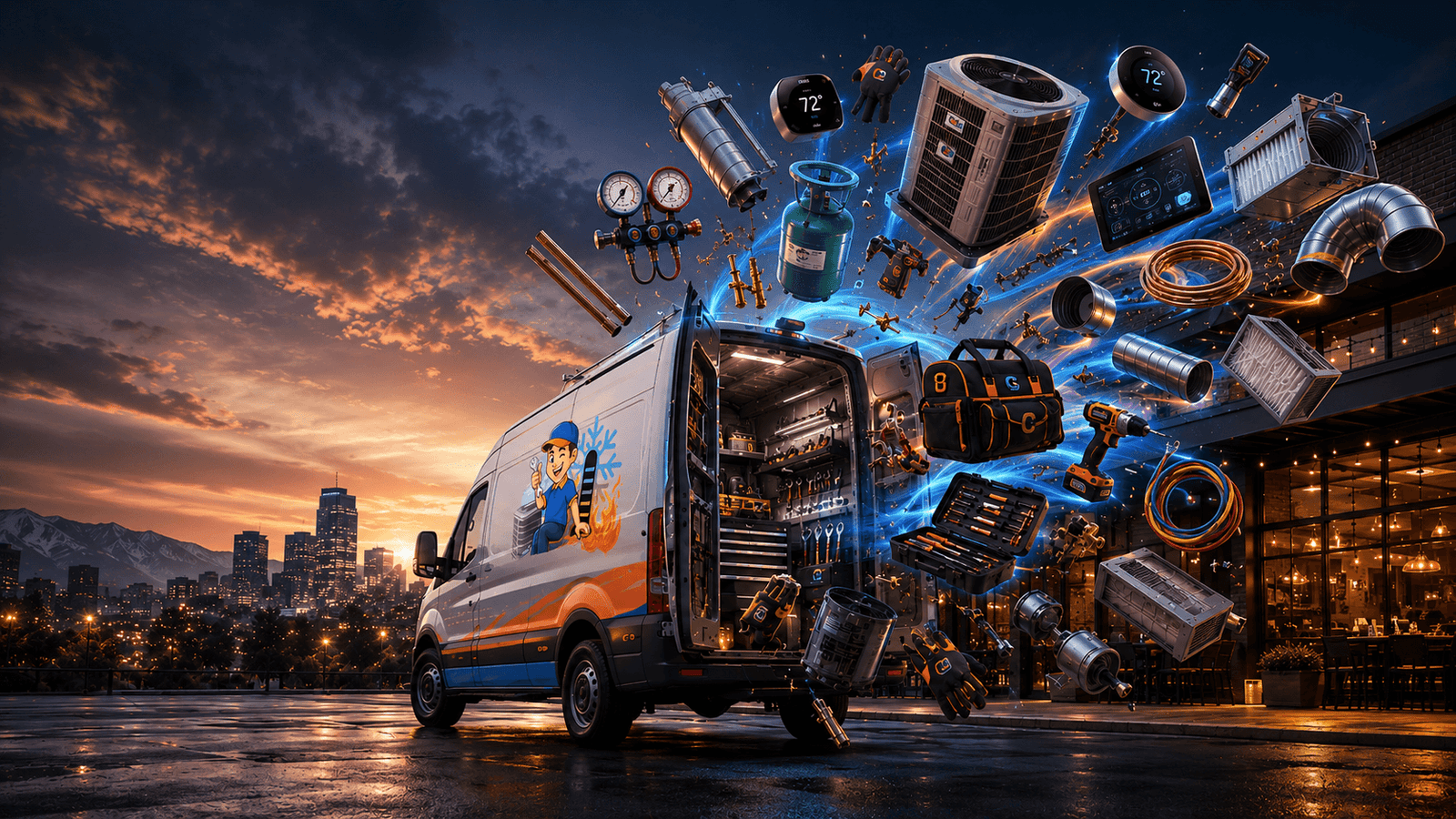 Care For You HVAC service van fully equipped for commercial HVAC repair in Denver